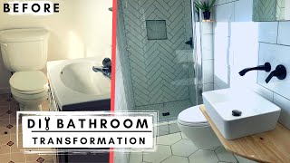 Small Bathroom Remodel Time Lapse Converting a Half Bath to Full Bath [upl. by Hubing987]