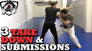 Grappling vs Striking 3 BJJ Takedowns amp Submissions [upl. by Aleron]