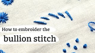 47 bullion stitch  hand embroidery stitch tutorial [upl. by Adey21]