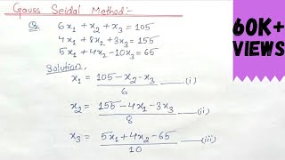 Gauss Seidel method  Gauss Seidel Method Example [upl. by Zoubek]