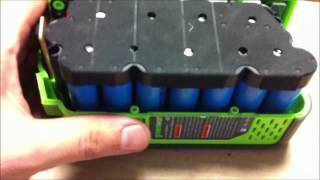 Watts Inside  Greenworks 40v4ah Lithium battery pack opening 29282 [upl. by Anirrak514]