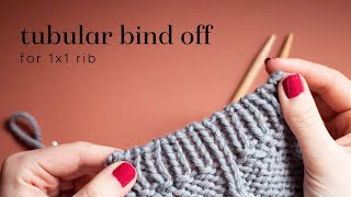 Knitting tutorial Tubular bind off for 1x1 rib [upl. by Thurmond]