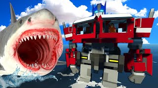 Optimus Prime Transformer PUNCHES a Megalodon in Stormworks [upl. by Novihs]