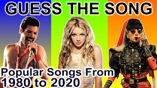 Guess The Song From 1980 to 2020  Guess The Popular Songs Music Quiz  Guess The Song Challenge [upl. by Koralie]