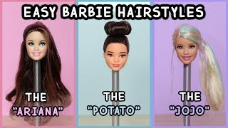 5 Easy Barbie Doll Hairstyles Tutorial [upl. by Jehiah]