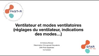 Ventilateur et modes ventilatoires [upl. by Peacock]