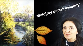 Malarstwo akrylowe  jesień  pejzaż [upl. by Zeuqcaj]