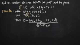 minimum distance between the point and the plane KristaKingMath [upl. by Herculie222]