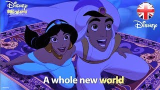 DISNEY SINGALONGS  A Whole New World  Aladdin Lyric Video  Official Disney UK [upl. by Foscalina]