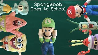 SpongeBob Goes to School  SpongePlushies 100 Sub Special [upl. by Nelan]