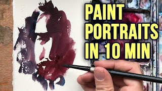 Watercolor Portrait Painting in 10 Minutes [upl. by Drawdesemaj]