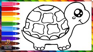 Cómo Dibujar Una Tortuga 🐢 Dibuja y Colorea Una Linda Tortuga 🌈 Dibujos Para Niños [upl. by Mercy47]