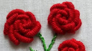 Hand Embroidery Tutorial  Bullion Knot StitchRose Flower [upl. by Nej]