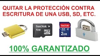 QUITAR LA PROTECCIÓN CONTRA ESCRITURA DE UNA USB DEVICE MEDIA IS WRITE PROTECTED SOLUCIONADO [upl. by Atsyrk]