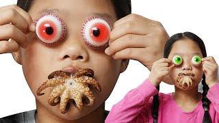 Mukbang 주꾸미 Webfoot Octopus 눈알젤리 Eyeballs Jelly TwinRoozi Family 쌍둥이루지 가족 먹방 [upl. by Kendricks194]