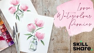 How to Paint Loose Watercolour Peonies [upl. by Nitsoj]