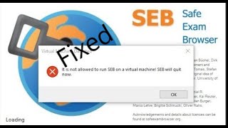 SEB Safe Exam Browser Virtual machine detected error fixed easy way UrduHindi [upl. by Ogait]