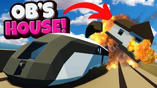 I Destroyed OBs House with a ROCKET TRAIN in Stormworks Multiplayer [upl. by Twedy249]