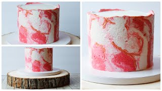 Marbled buttercream cake decorating tutorial [upl. by Avahc67]