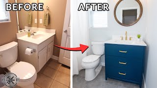 Easy Small Bathroom Remodel  DIY Makeover [upl. by Tamah]