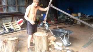 Manual Log Splitter made from steel offcuts and car spring [upl. by Ycinuq963]