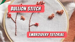 Bullion stitch tutorial bullionstitch bullionknotstitch ścieg bulionowy embroiderytutorial haft [upl. by Ahtrim854]