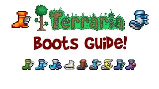 Terraria Boots Guide Crafting Recipe All MovementRunning amp WaterLava Walking Boots [upl. by Ynagoham]