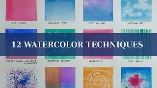 12 WATERCOLOR TECHNIQUES FOR BEGINNERS [upl. by Glynda]