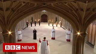 National anthem brings funeral of Prince Philip to a close  BBC News [upl. by Airottiv]