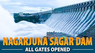 Nagarjuna Sagar Dam All Gates Opened  Rare view of Nagarjunasagar Dam on Krishna River  Hybiz TV [upl. by Anegal]