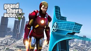 IRON MANTONY STARKS AVENGERS TOWER MOD GTA 5 Iron Man Mod Gameplay GTA 5 Mods Gameplay [upl. by Annaitsirhc920]