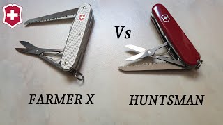 EN Victorinox  HUNTSMAN Vs FARMER X Swiss Army Knives COMPARISON [upl. by Fuchs]