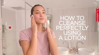 How to perfect cleansing using a lotion  Clarins [upl. by Ecnedac435]