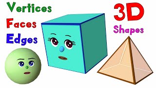 Learn About Faces Edges and Vertices  3D Shapes  Basic Geometry for Kids  Noodle Kidz [upl. by Hcirdla851]