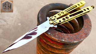 Rusted Spring FORGED into a beautiful Butterfly knife [upl. by Napra]