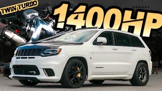 1400HP Jeep Trackhawk  The Worlds FIRST TWIN TURBO TRACKHAWK quotBig Hawkquot Breaks the MPH Record [upl. by Punke]