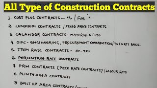 Type of Construction Contracts  Contracts Vs Agreement [upl. by Schafer]