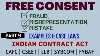 Fraud  Misrepresentation  Mistake  Free Consent  Indian Contract Act  Caselaws  Example [upl. by Slein756]