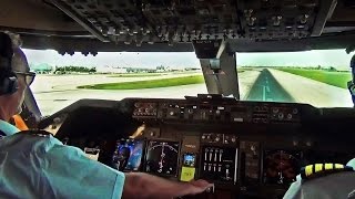 Boeing 747 Cockpit View  TakeOff from Miami Intl MIA [upl. by Stepha]