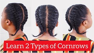 HOW TO CORNROWBRAID 2 BRAIDS FOR BEGINNERS [upl. by Acirfa]