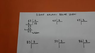 3sınıf kalanlı bölme işlemi ve sağlaması matematik bölme [upl. by Nylitak]