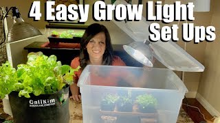 4 Easy Grow Light Set Ups for Starting Seeds Indoors  Spring Garden Series [upl. by Oina]