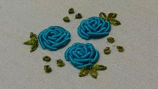 Hand Embroidery Bullion Knot Rose Stitch  All over design [upl. by Nnanerak]