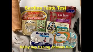 Sardine Taste Test Rainy day fishing channel fun [upl. by Lecram]