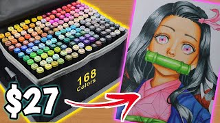 I bought the CHEAPEST 168 ALCOHOL MARKERS  UNBOXING amp DRAWING TEST [upl. by Bradshaw466]