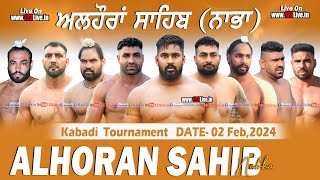 🔴Live Alhoran Nabha Kabaddi Tournament 02 Feb 2024 [upl. by Iddet337]