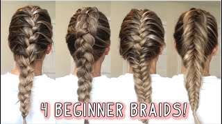 4 BEGINNER DUTCH amp FRENCH BRAIDS  LEARN HOW TO BRAID Short Medium and Long Hairstyles [upl. by Ellah113]