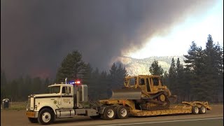 Fire Dozers amp Sheriffs Responding to a Major Wildfire near Lake Tahoe CA [upl. by Fionna]