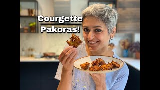 COURGETTE ONION PAKORA  Super easy pakora recipe  Vegan pakora  Crispy bhajia  Food with Chetna [upl. by Idyak]