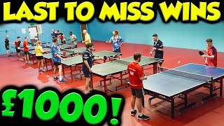 LAST TO MISS WINS £1000  Table Tennis Challenge [upl. by Cykana]